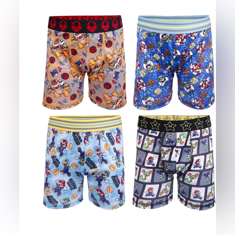 Mario Brothers Athletic Boxer Briefs Underwear,4-pack
